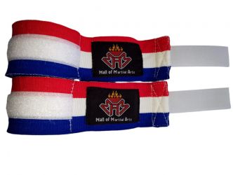 Nylon Boxing Hand Wraps 65% polyester 35% cotton high quality three color with 1” Velcro closer.